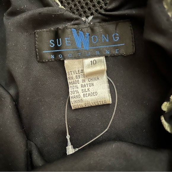 Sue Wong Velvet Burnout Beaded Dress 10 - Picture 7 of 11